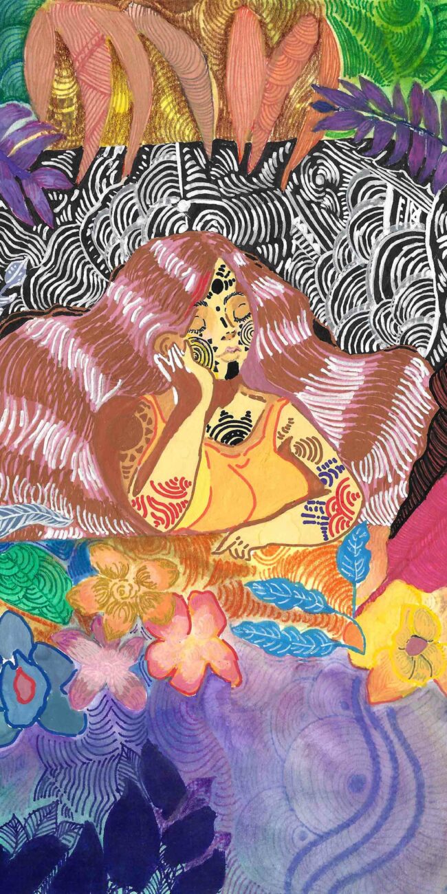 fenêtre sur fleurs